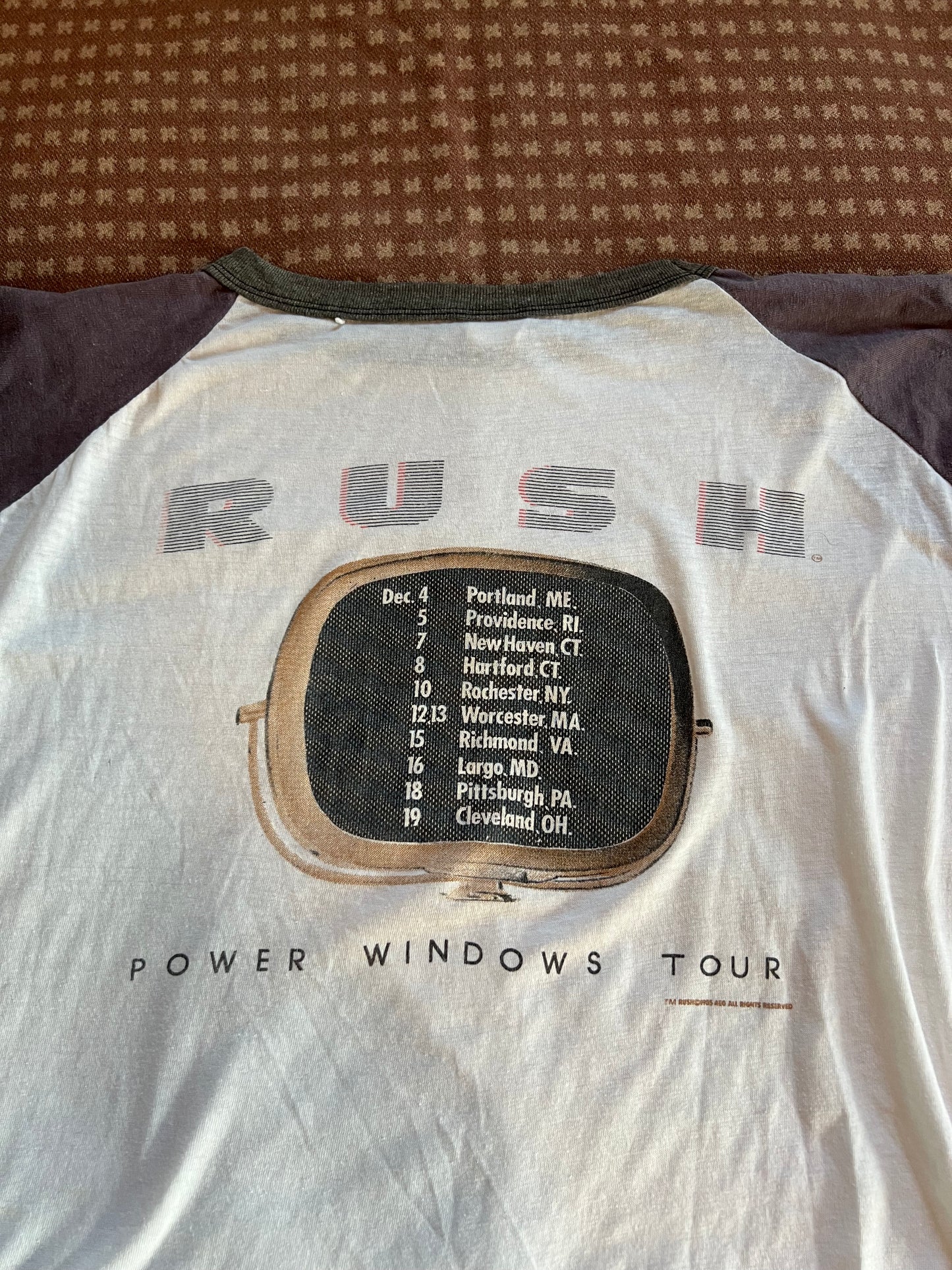 1985 Rush "Power Windows Tour" Raglan Shirt (XL)
