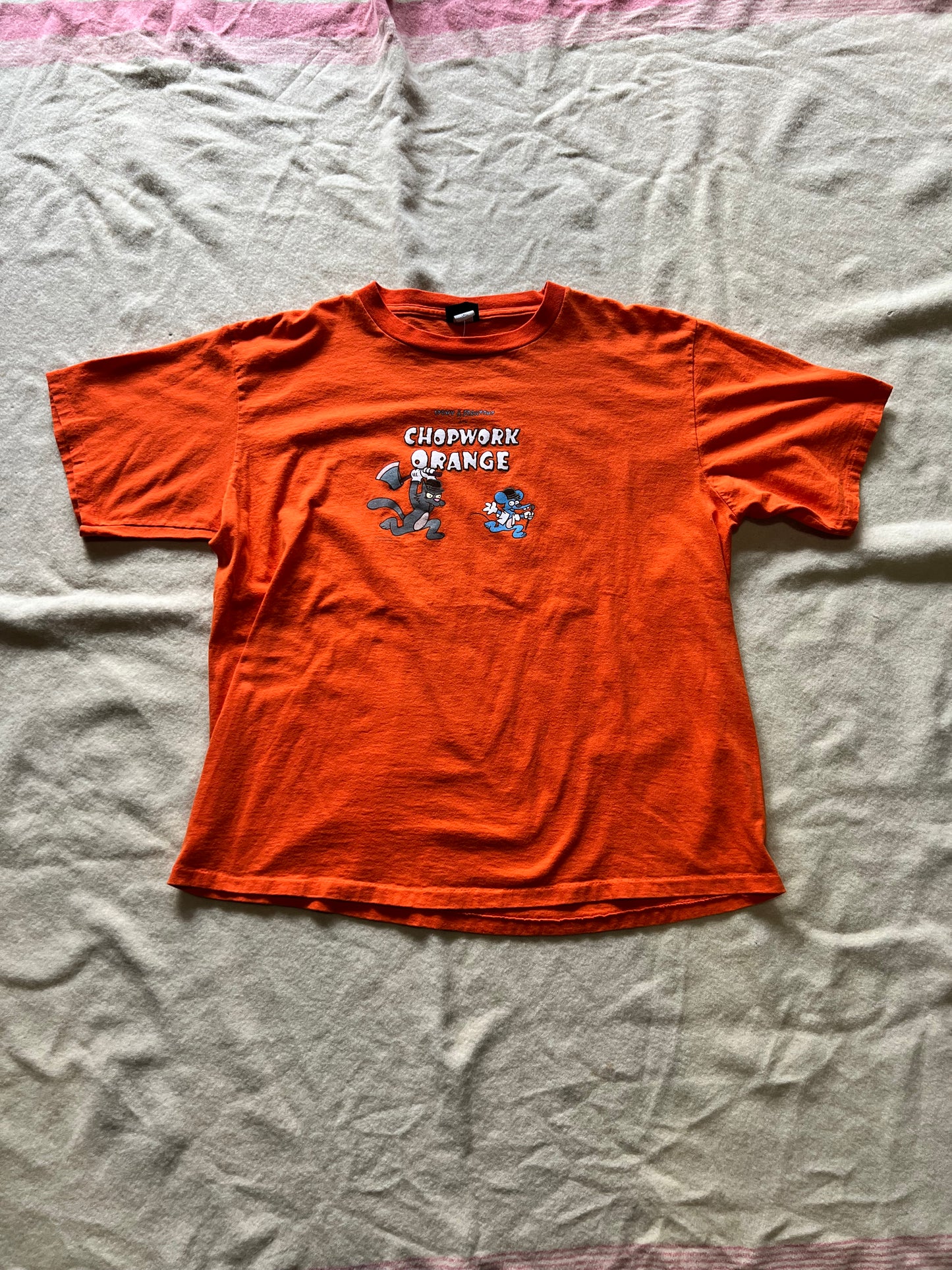 90s Itchy and Scratchy Chopwork Orange Shirt (XL)