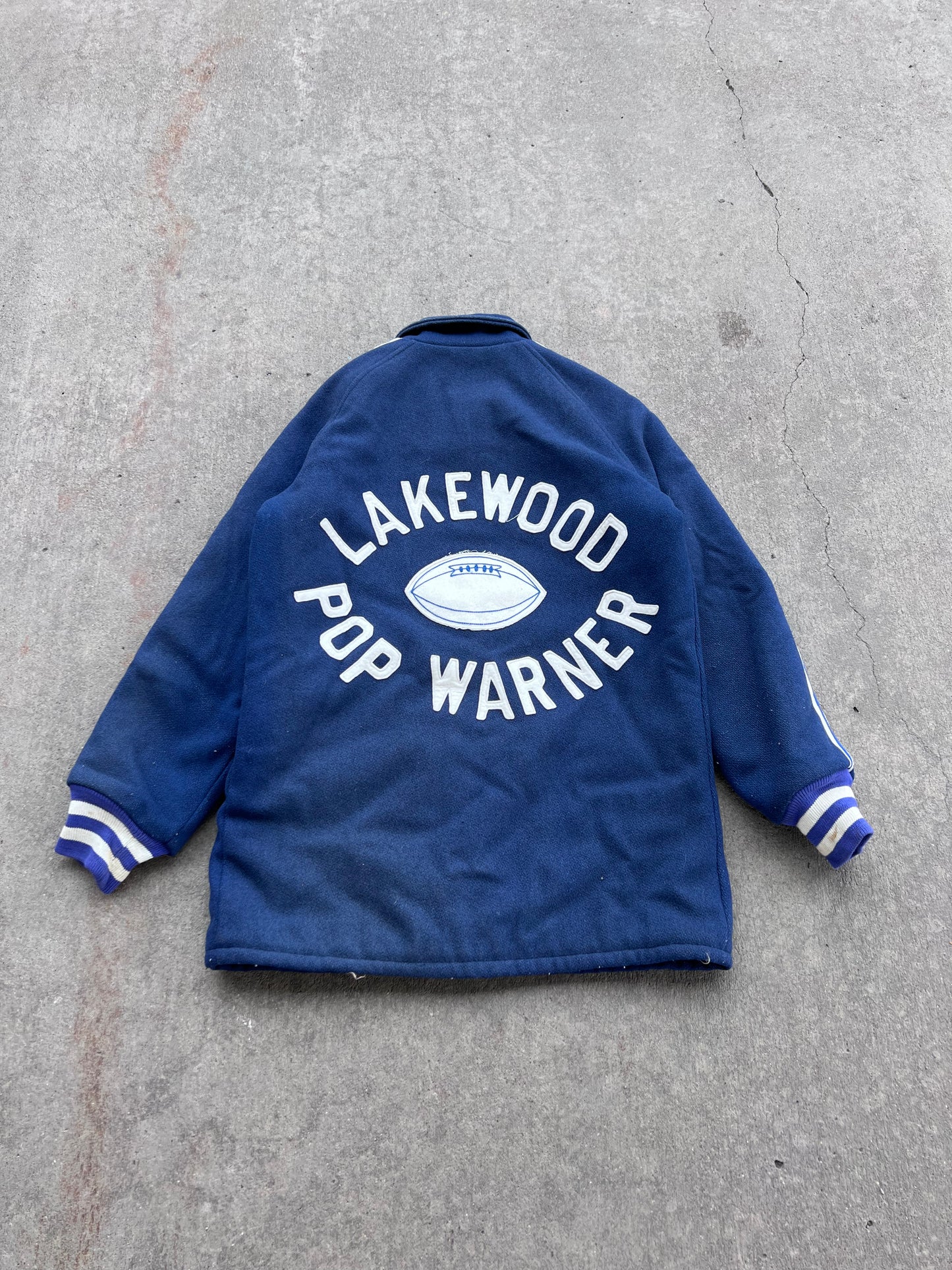 80s Lakewood Pop Warner Chain Stitched varsity Jacket ( S )