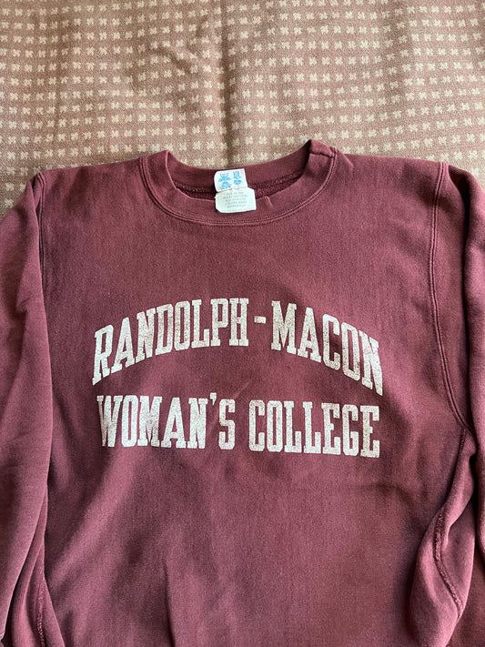 70s Randolph Macon Womans College Reverse Weave Crewneck (M)