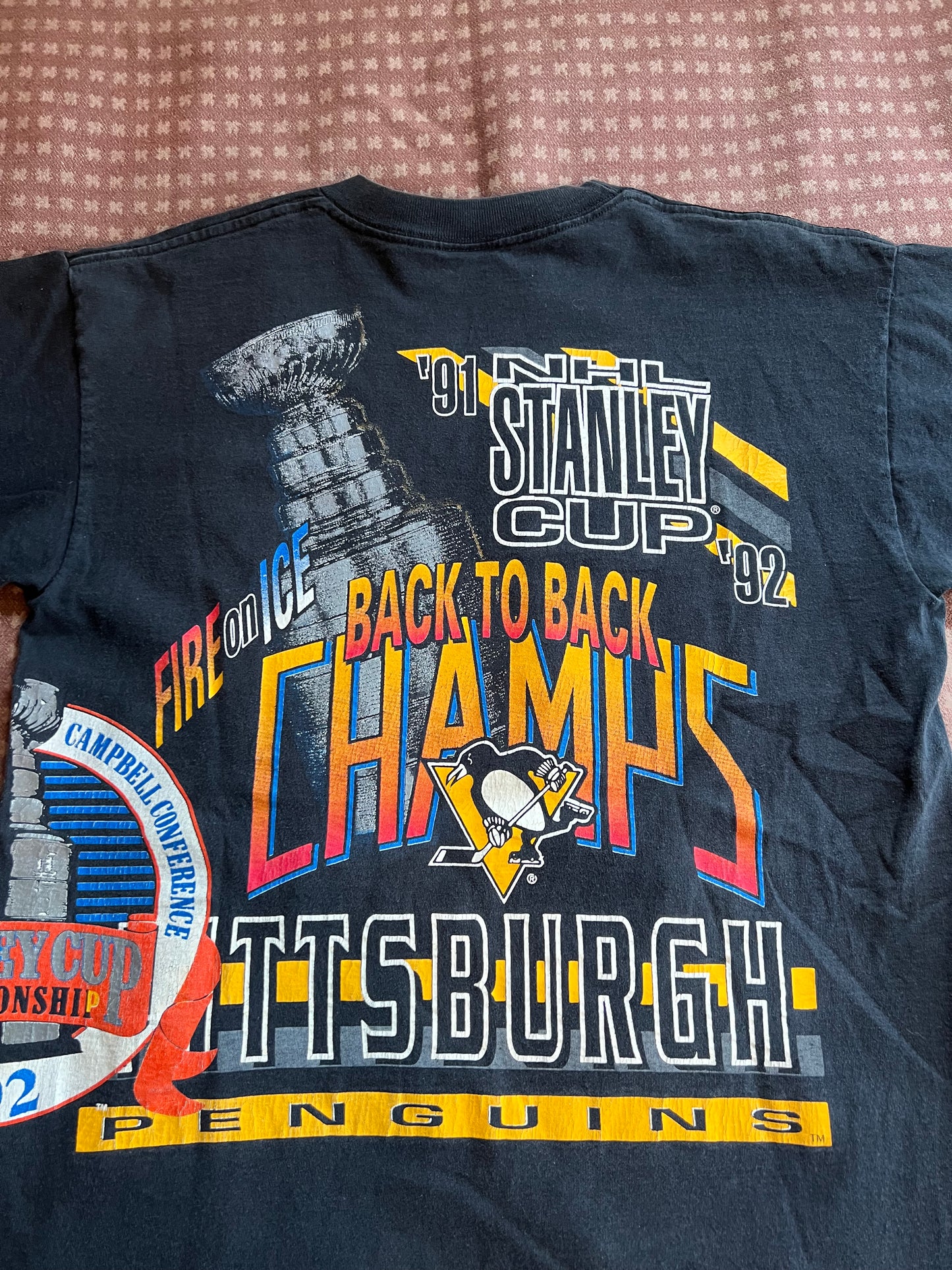 1992 Pittsburgh Penguins Stanley Cup All Over Print Shirt (L)