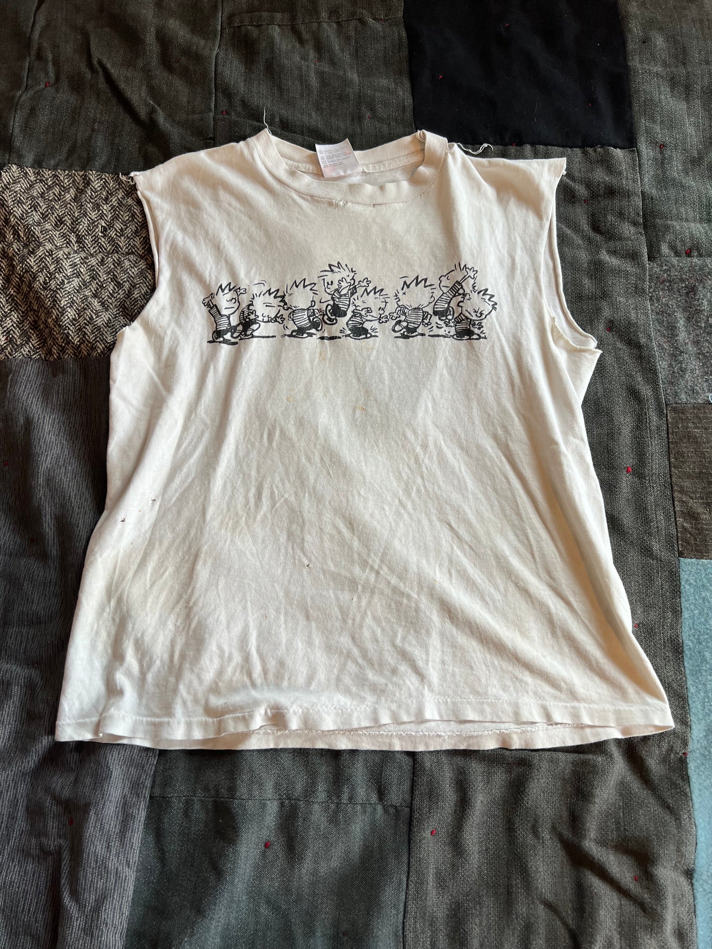 90s Calvin and Hobbes Grateful Dead Bootleg cutoff shirt (M)