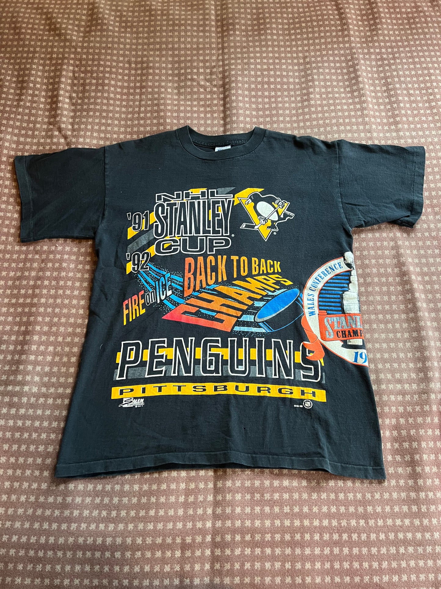 1992 Pittsburgh Penguins Stanley Cup All Over Print Shirt (L)