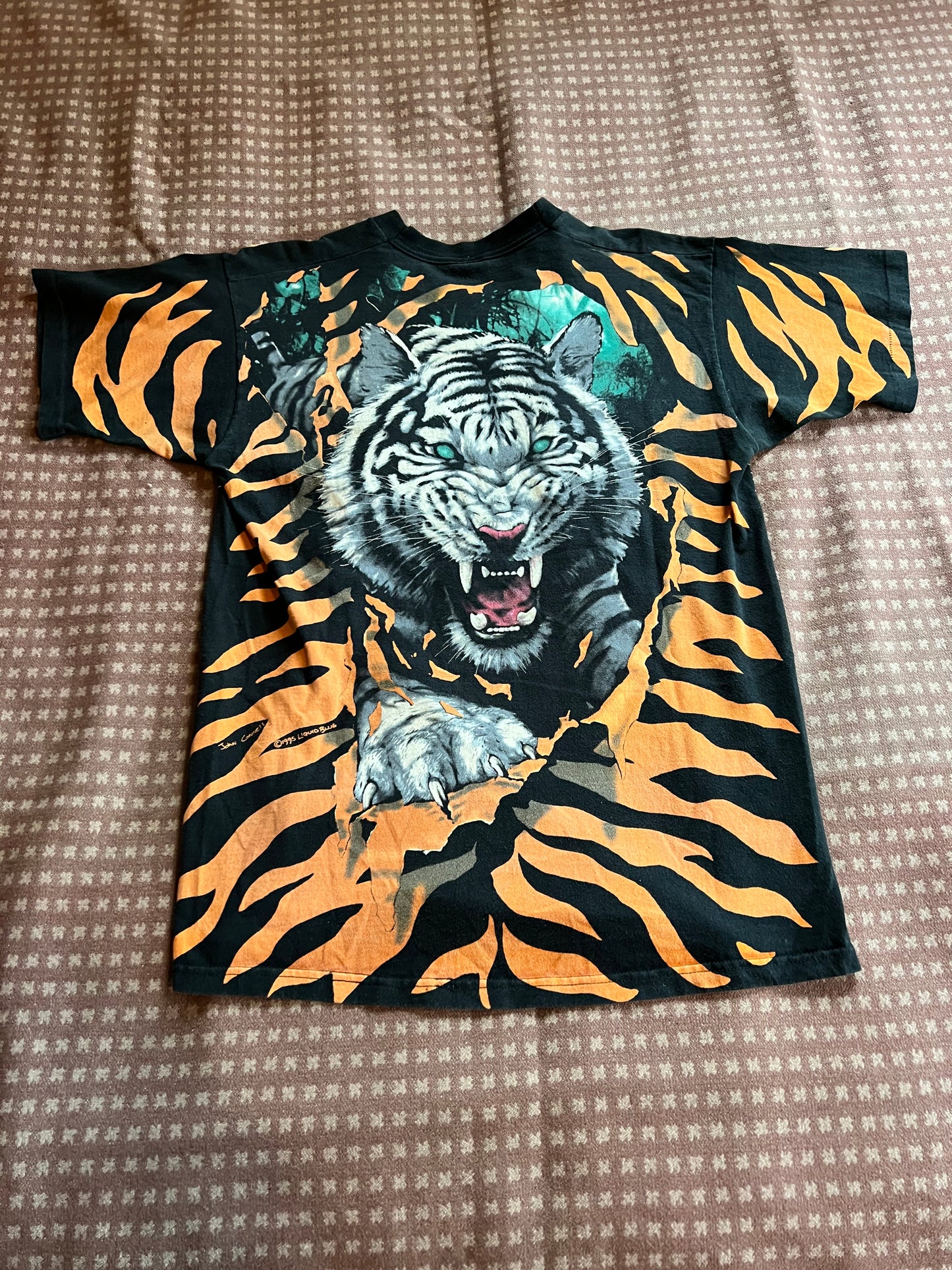 1995 John Connell Liquid Blue Tiger Shirt (L)