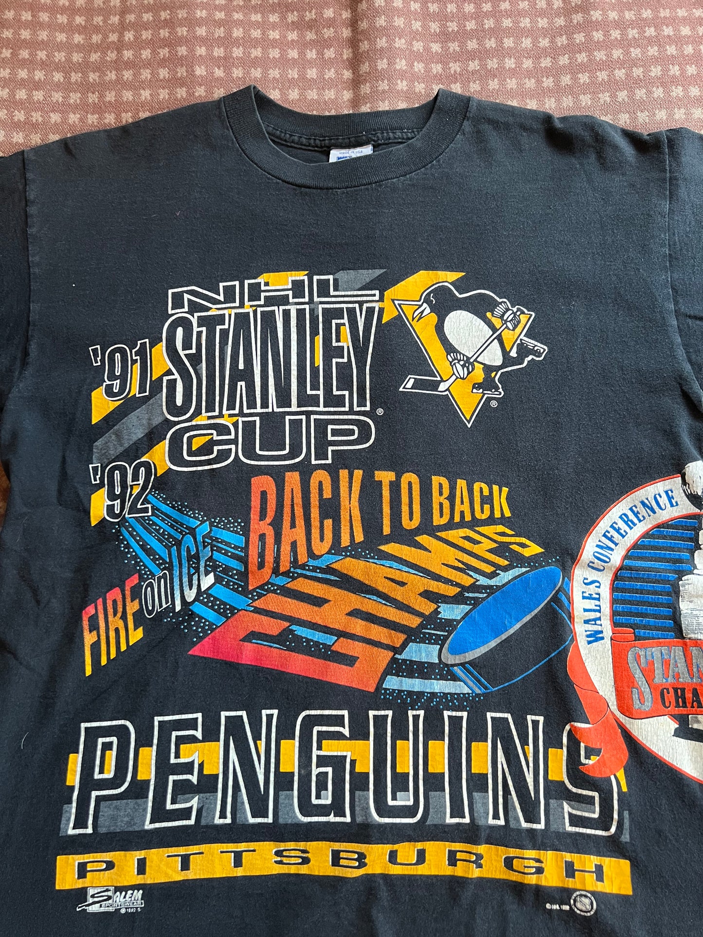 1992 Pittsburgh Penguins Stanley Cup All Over Print Shirt (L)