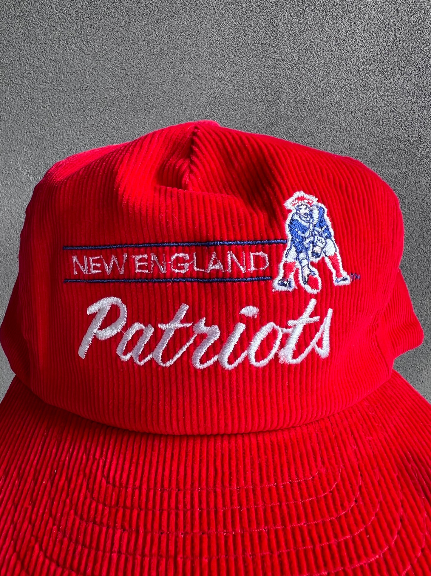 80s Corduroy New England Patriots Script SnapBack hat