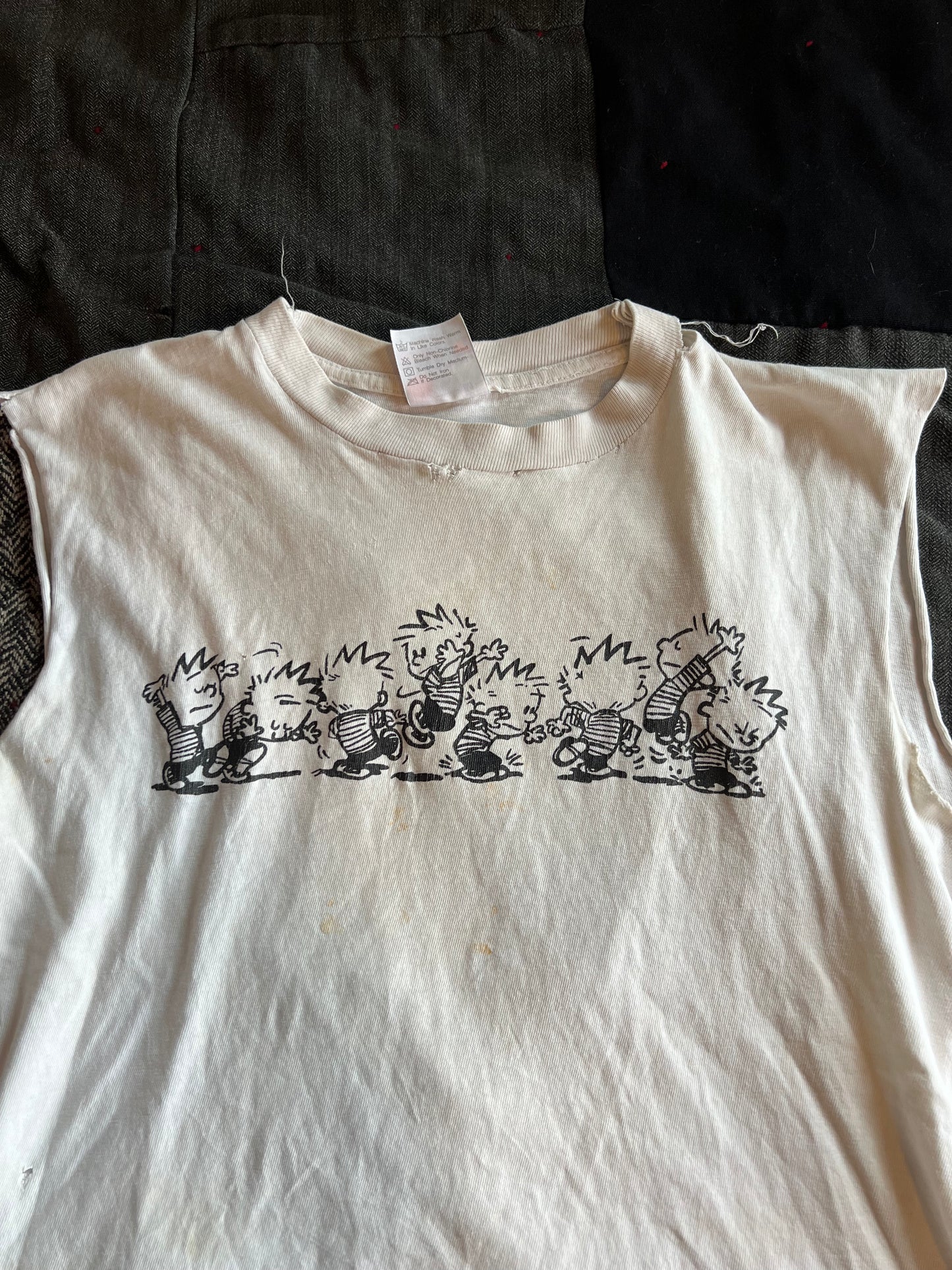 90s Calvin and Hobbes Grateful Dead Bootleg cutoff shirt (M)