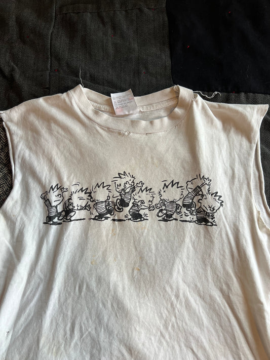 90s Calvin and Hobbes Grateful Dead Bootleg cutoff shirt (M)