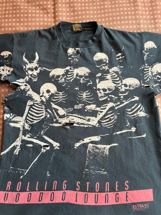 1994 Thrashed Rolling Stones Voodoo Lounge All Over Print Shirt (XL)