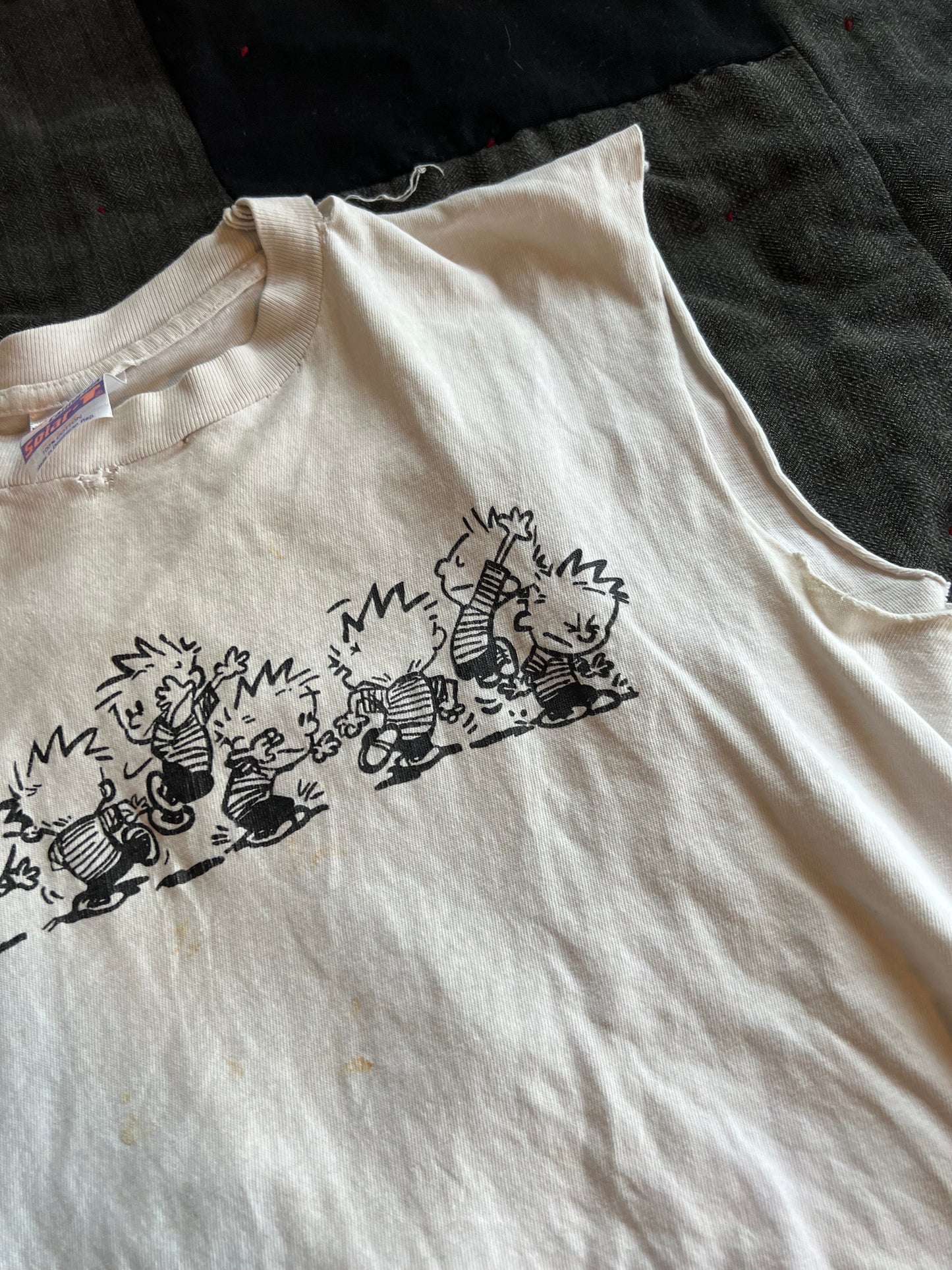 90s Calvin and Hobbes Grateful Dead Bootleg cutoff shirt (M)